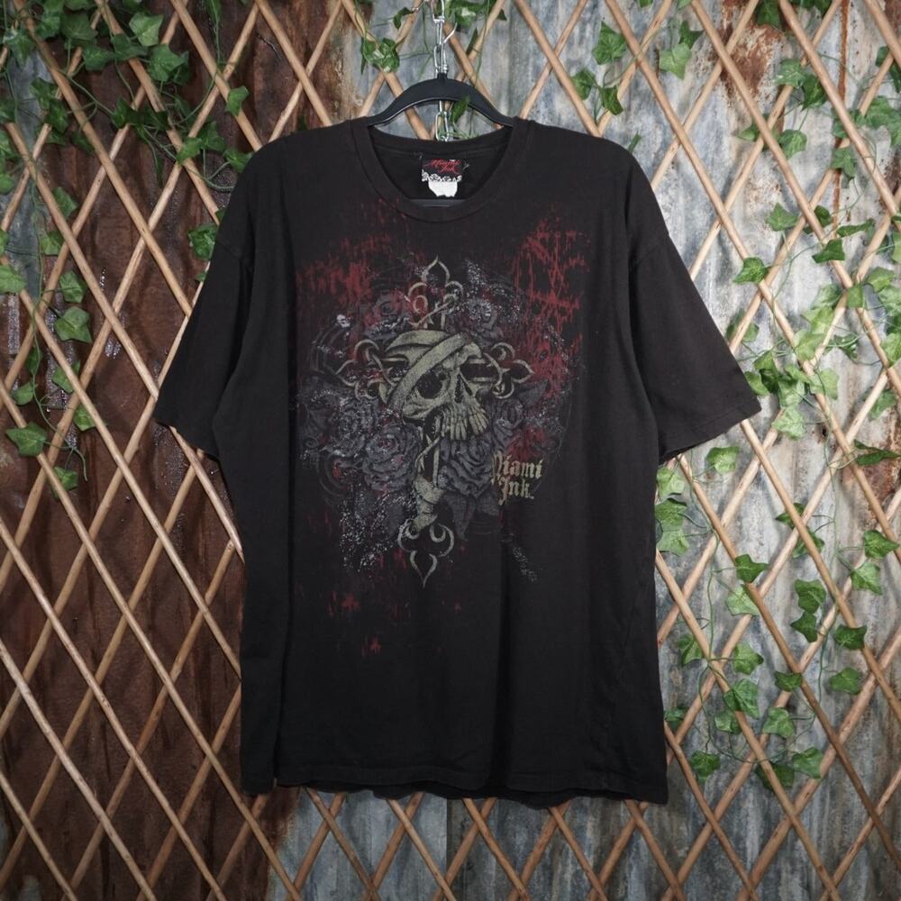 XXL - Vintage Y2K Miami Ink T-Shirts skull cross grunge